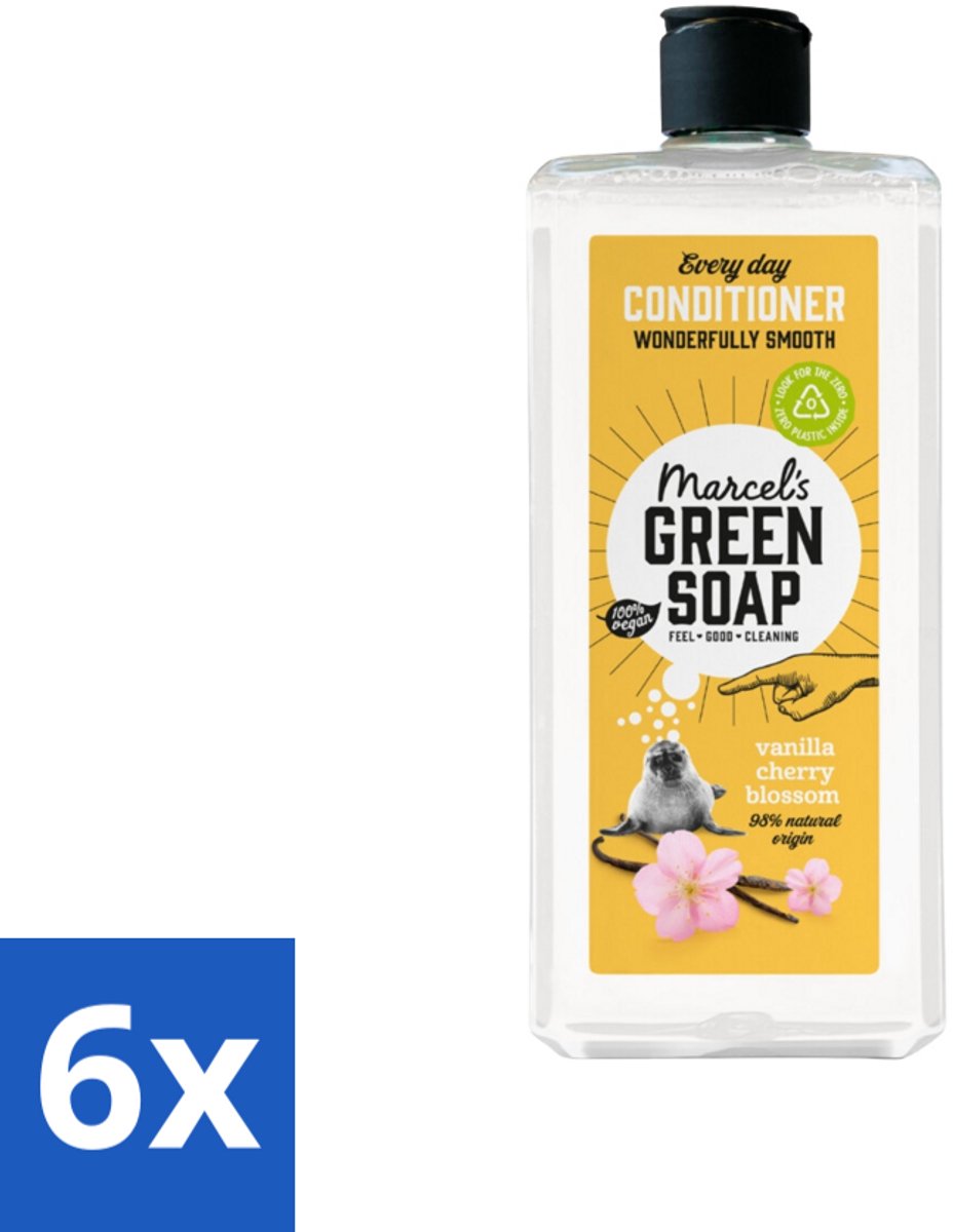6 x Marcel’s Green Soap – Conditioner – Vanilla & Cherry Blossom – 300 ml - Haarverzorging - Natuurlijke Conditioner - Sheabutter - Vanille - Kersenbloesem