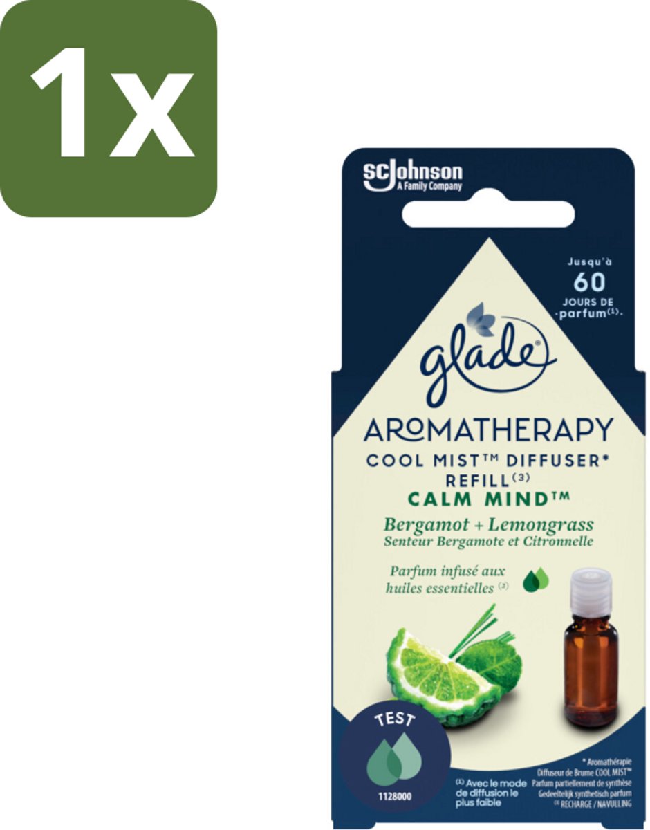 1 x Glade – Aromatherapy Mist Diffuser Navulling – Calm Mind – 17,4 ml - Aromatherapie - Ontspanning - Bergamot - Citroengras - Luchtverfrisser