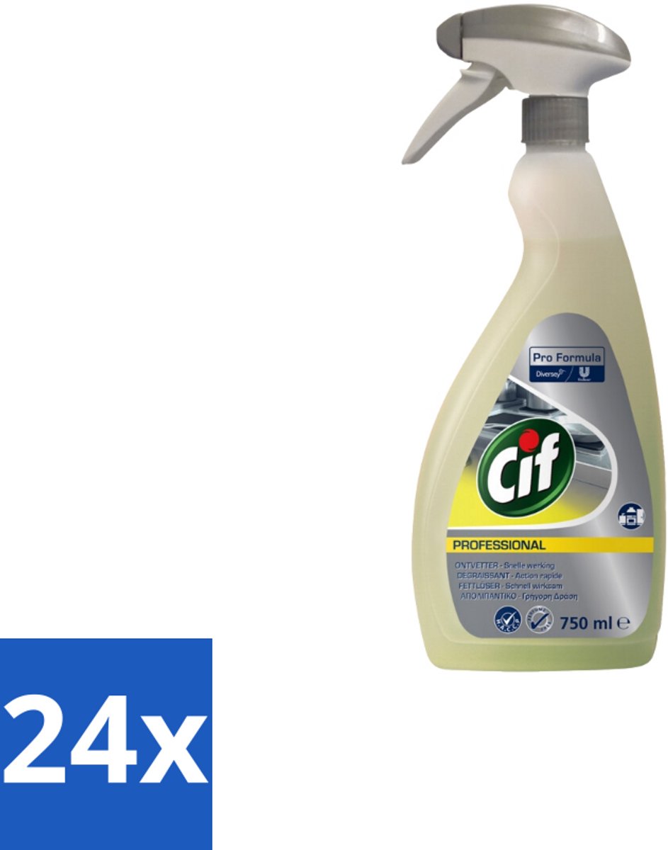24 x Cif - Ontvetter - Business Solutions Krachtige Keukenontvetter - 750 ml - Keukenontvetter - Vet Verwijderen - Aluminium Reinigen - Eiwitrijk Vuil - Keuken Reinigen