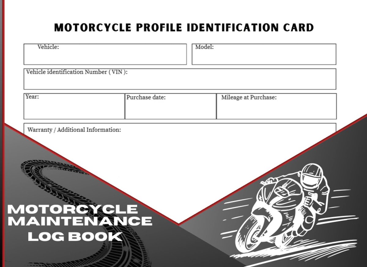 Motorcycle Maintenance Logbook, Service Record Book, Oil Change Tracker and Repair History Journal: Complete - ShopVlot