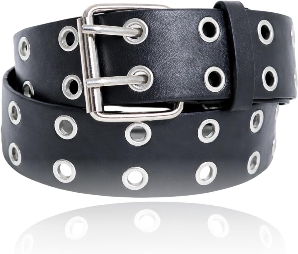 Dubbele Rijen Studs Punkriem voor Mannen en Vrouwen met Vierkante Gesp - Rock en Gothic Stijl, Lengte 110 cm, Breedte 3,8 cm