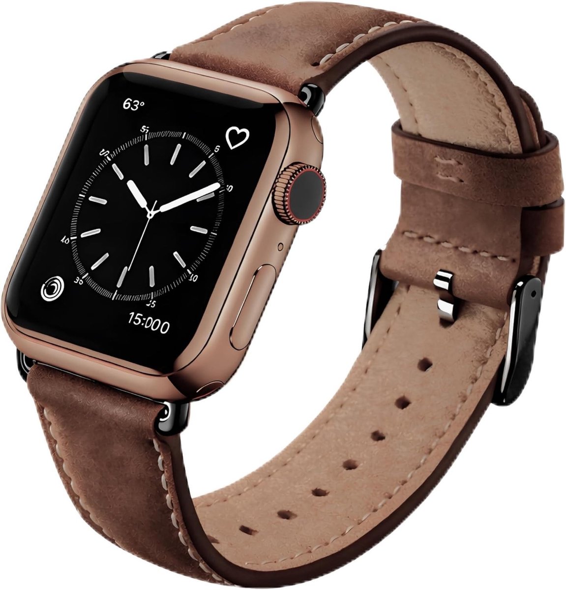 Leren Horlogeband voor Apple Watch 42 mm 44 mm 45 mm 49 mm - Echt Leer Armband voor Series 10 9 8 7 6 5 4 3 2 1 SE - Retro Stijl Geschikt voor Mannen en Vrouwen met Comfortabele Pasvorm