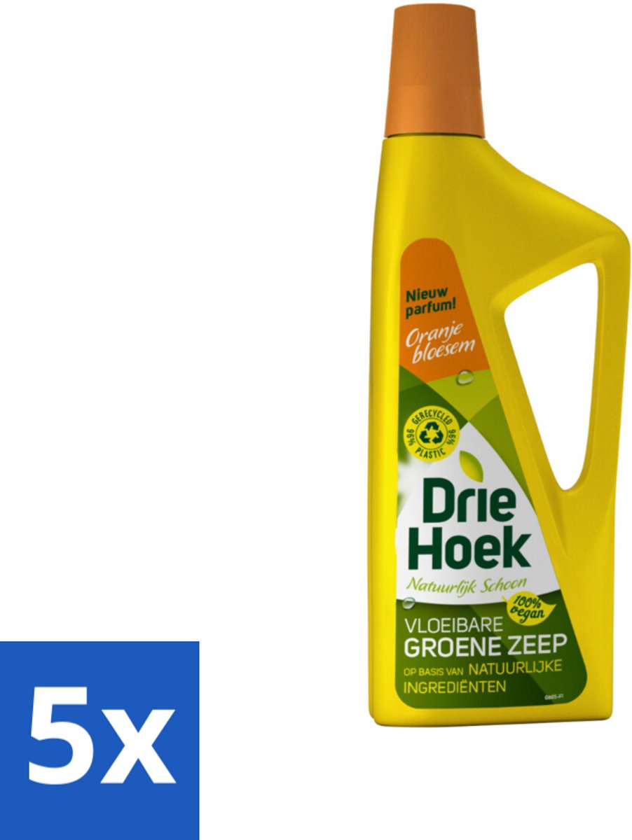 5 x Driehoek – Vloeibare Zeep – Oranjebloesem – 725 ml - Vloeibare Zeep - Natuurlijke Schoonmaak - Oranjebloesem - Textiel Reinigen - Meubel Reinigen