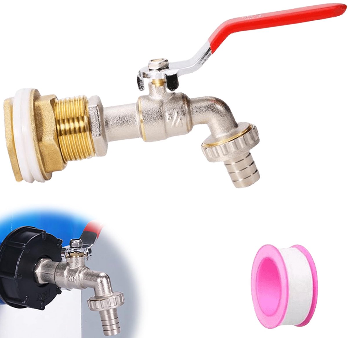 Elzusha - 3/4 Inch Messing Balventiel met Aansluiting - Ideaal voor Regenwatertanks