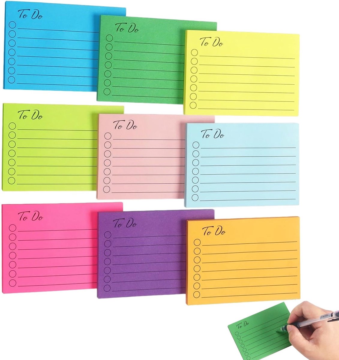 Elzusha - Set van 9 Gelinieerde Sticky Notes in 10x7 cm, 450 Vellen