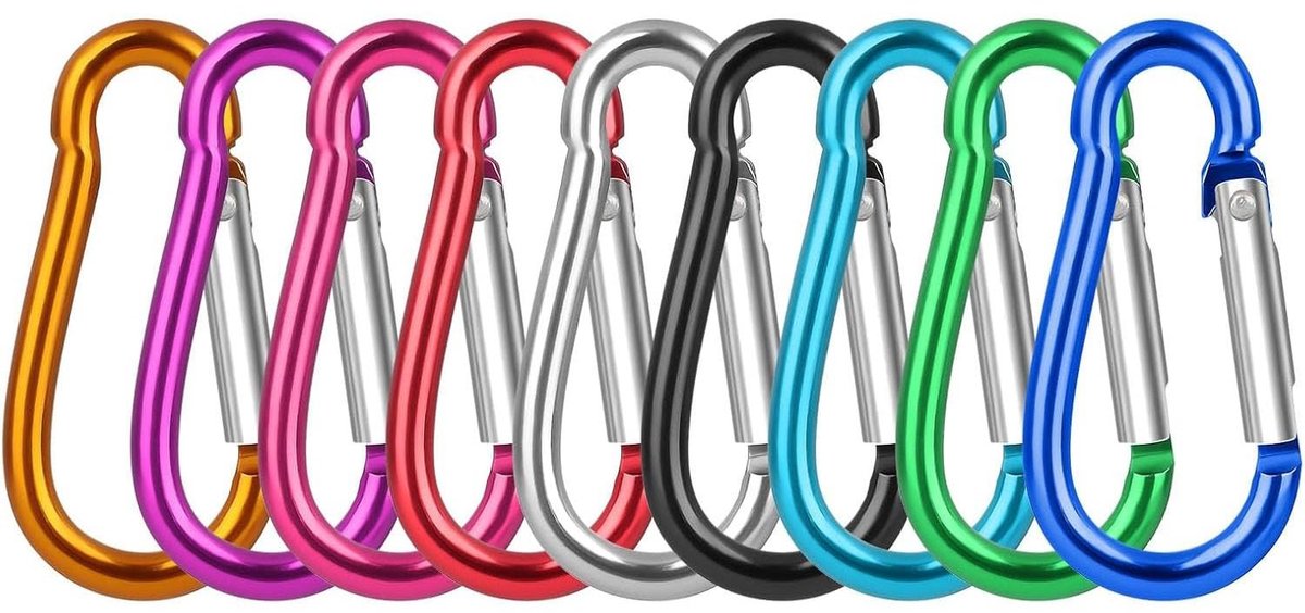 Elzusha- Karabijnhaak 9 Stuks - Mini/Sleutelhanger - Aluminium - Kleurrijk - Lichtgewicht - Slijtvast en Krasbestendig
