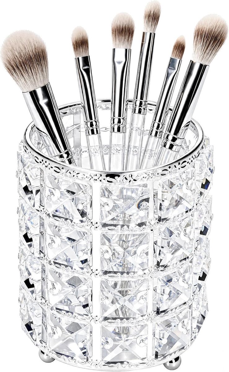 Make-up Penseelhouder Organizer voor Cosmetica, Crystal Glas Desktop Organizer met Pastel Kleur en Camping Functionaliteit