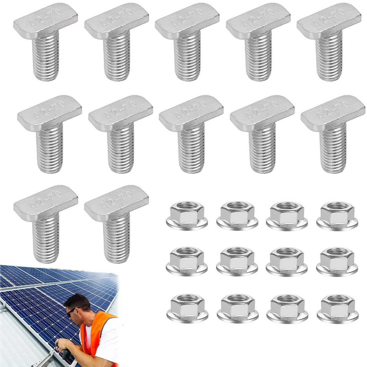 Elzusha - Hamerkopschroeven - 12 Stuks Roestvrij Staal M8 x 20 mm