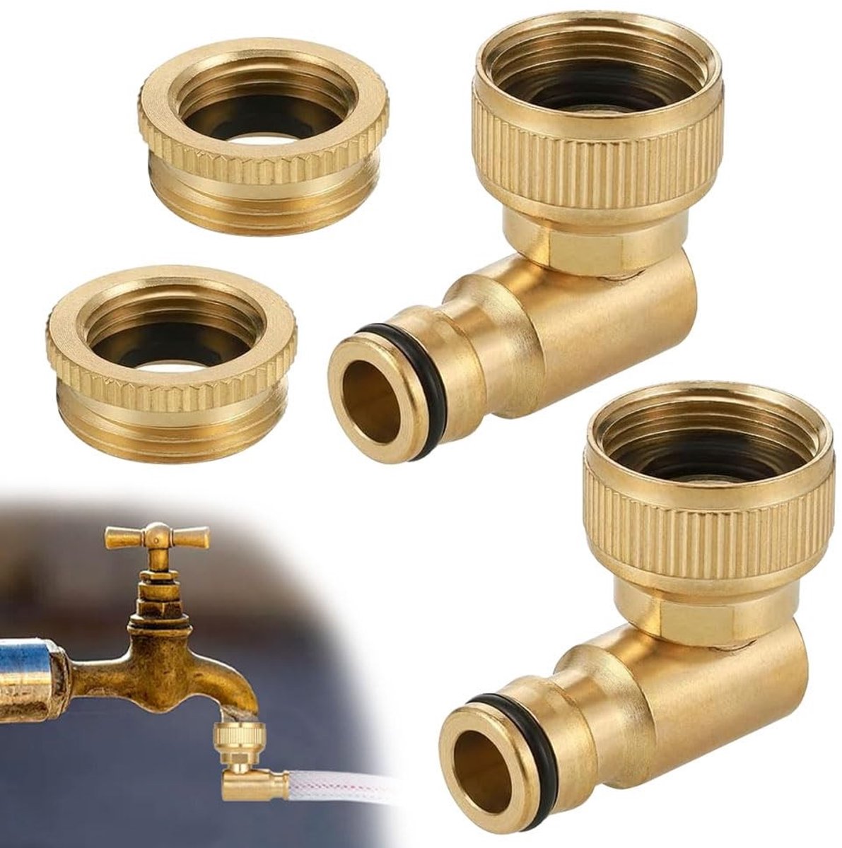 Elzusha - Messing Waterkraan Verbinder 1/2" en 3/4" met Rotatie