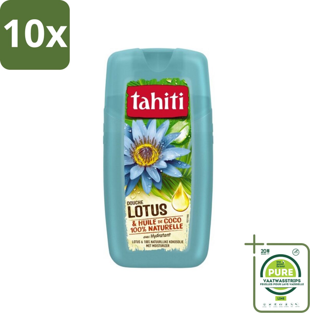 10 x Tahiti - Douchegel - Lotus & Kokosolie - Hydraterend - 250 ml - Grootverpakking - Douchegel - Hydraterend - Kokosolie - Lotus - Douchegel Lotus