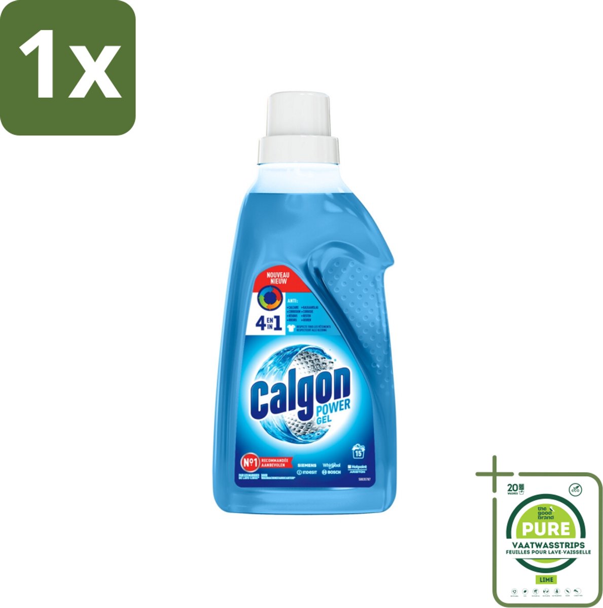 1 x Calgon - Wasmachinereiniger - Gel - Tegen Kalkaanslag / Wasmiddelresten / Geuren - 750 ml - 15 Wasbeurten - Wasmachinereiniger - Kalkremmers - Wasmiddelresten - Wasmachineonderhoud - Wasmachine Schoonmaken