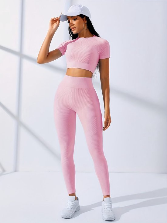 Currero Pilates Pak Dames - Yoga - Buttshaper - Gym - Fitness - Butt Lift - Bil Vergrotend - Heup Liftend - Yogakleding - Roze XS — afbeelding 3