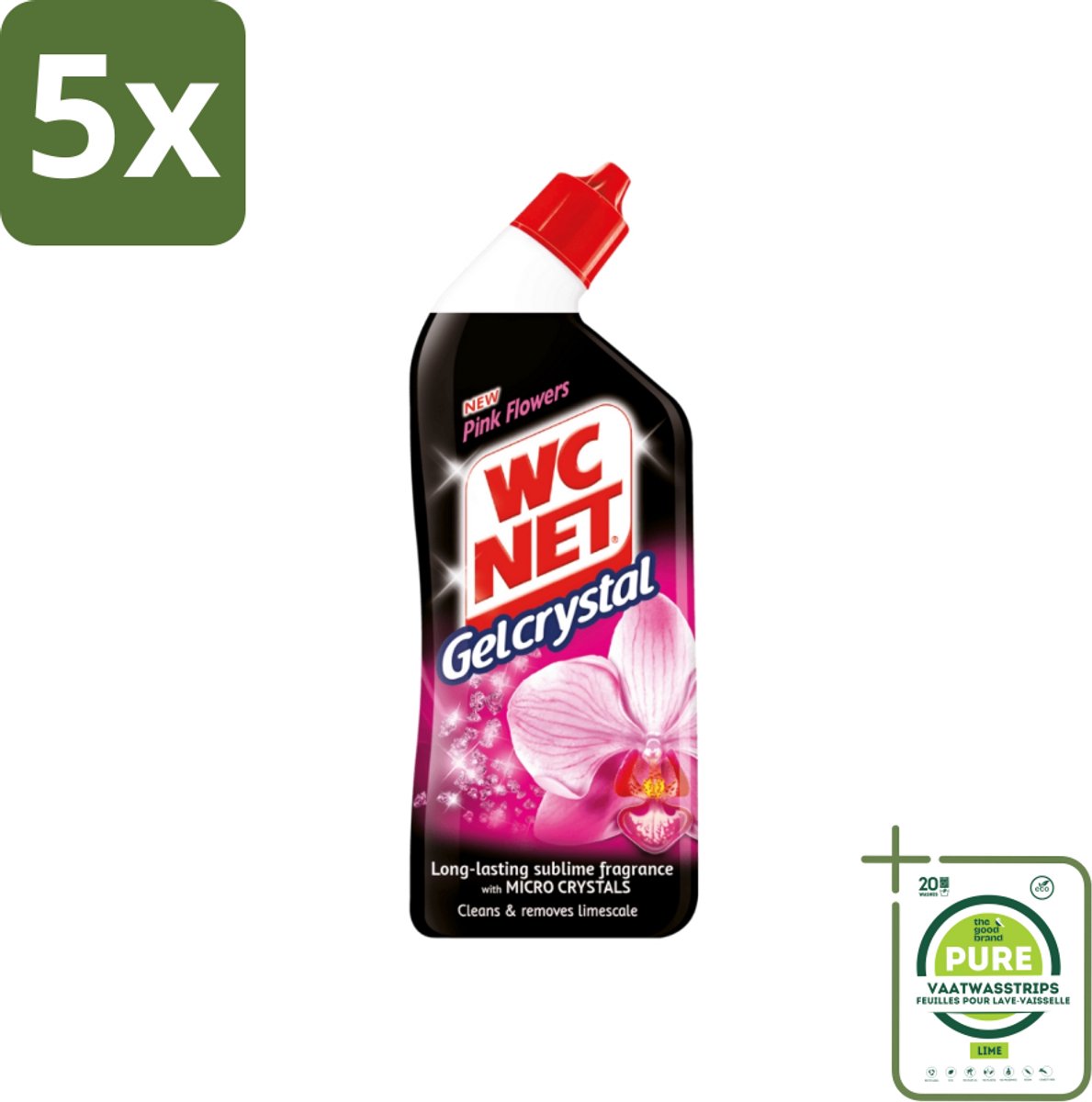 5 x WC Net - Toilet Reiniger - Gel - Frisse Bloemen - 750 ml - Grootverpakking - Toilet Reiniger - Toiletgel - Wc Reiniger - Badkamervriendelijk - Geur