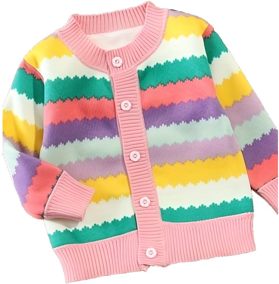 Currero Cardigan Meisjes Vest Meisje Met Knopen Kinderen Warm Gebreid Vest Long 7-8 Jaar Gemengde Kleur