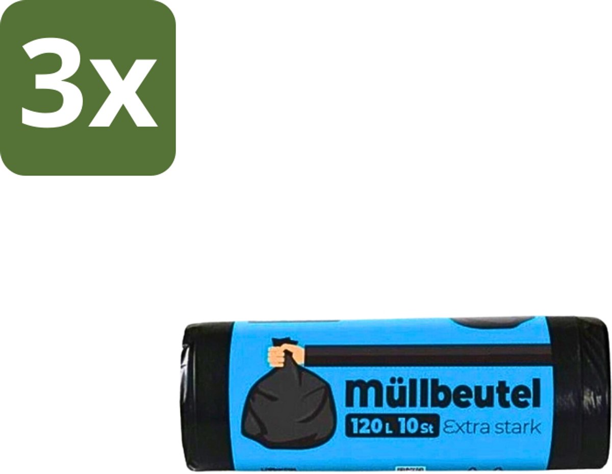 3 x Deluxe - Vuilzakken - Stevig & Ruim - 10 Vuilniszakken - 120L - Vuilzakken 120 L - Huishoudelijk Afval - Tuinafval - Vuilniszak - Vuilnisbak