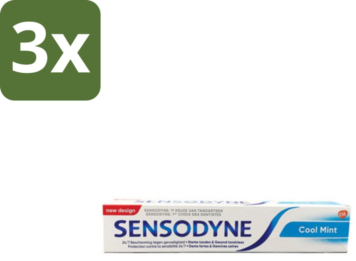 3 x Sensodyne - Tandpasta - Cool Mint - Gevoelige Tanden - 75 ml - Gevoelige Tanden - Tandgevoeligheid - Cool Mint - Tandpasta - Tandgevoeligheid Verlichten