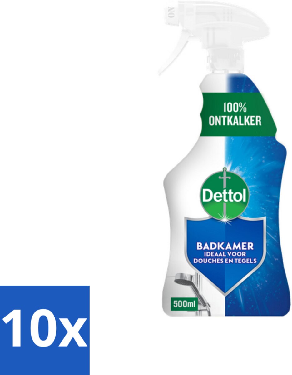 10 x Dettol Badkamerreiniger 500 ml - Badkamer Reinigen - Kalk Verwijderen - Zeepresten Verwijderen - Badkamer Schoonmaken - Badkamer Hygiëne