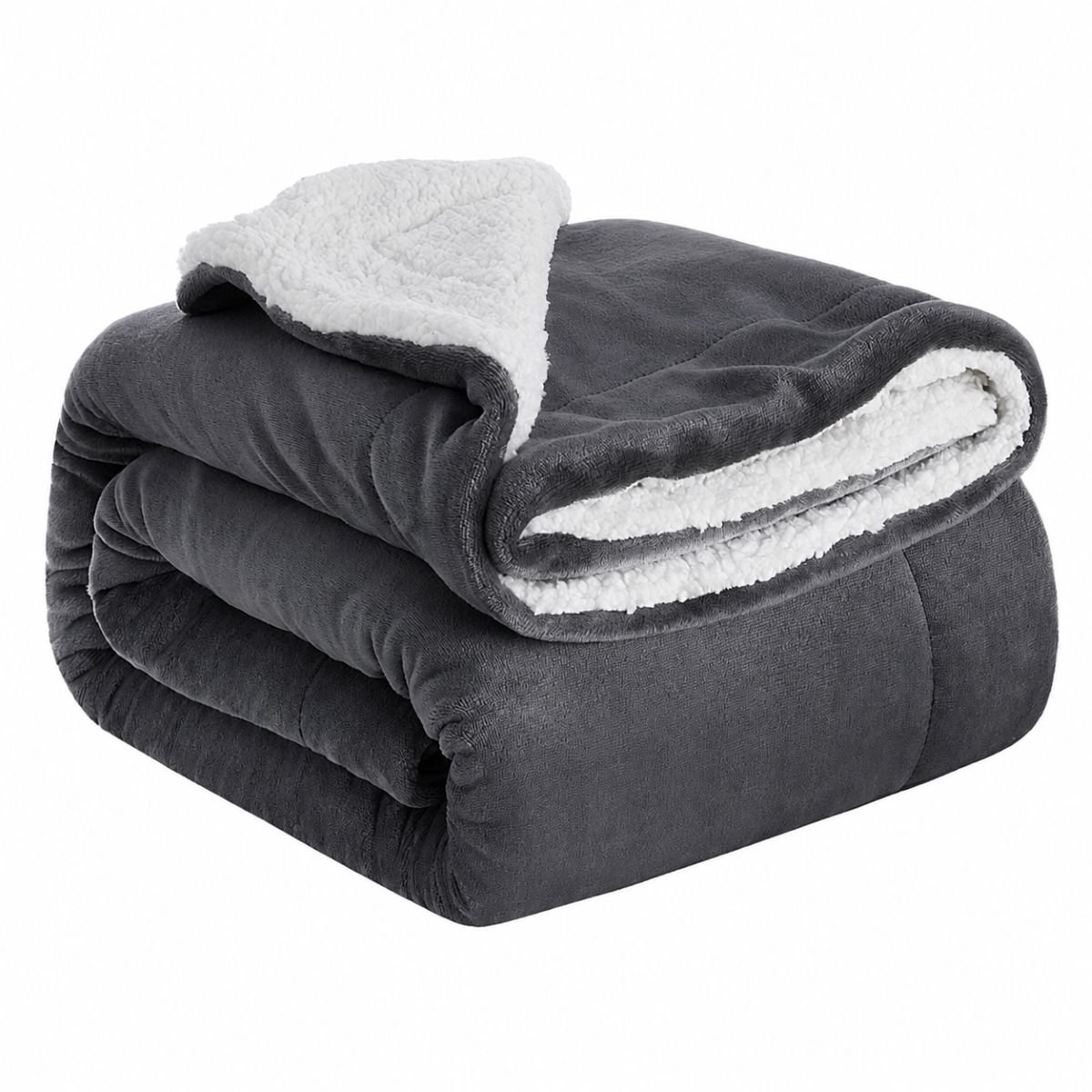 Ceruzo Sherpa Fleece Deken 150x200 cm - Donker Warm Grijs - Zachte Plaid - Wasbaar 30°C