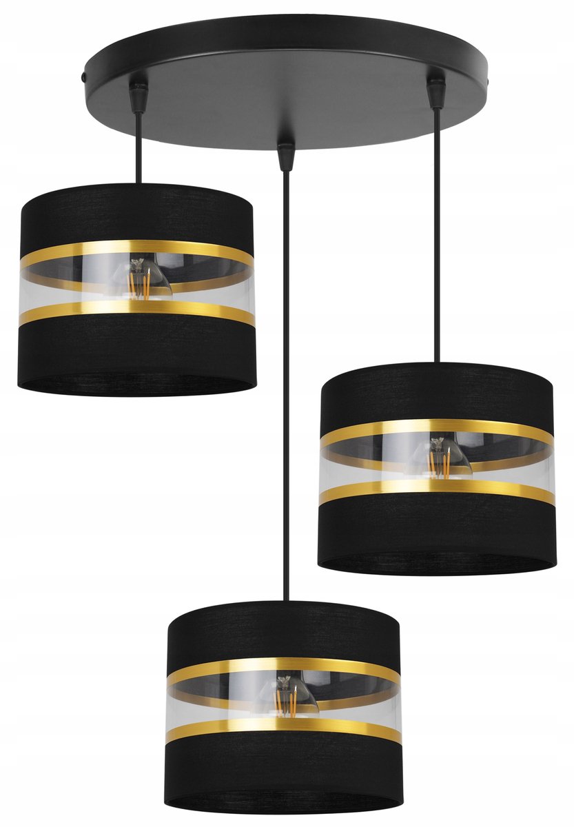 Moderne Hanglamp Goud Zwart - 3 lichtpunten