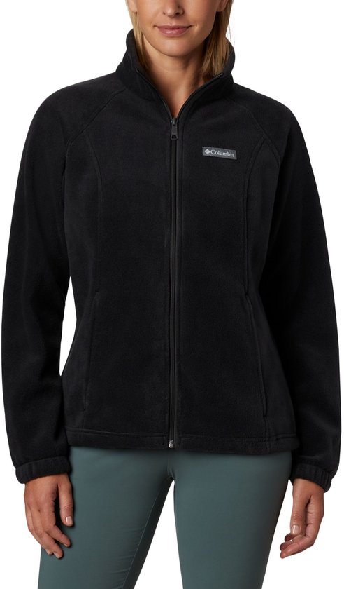 Zwarte Columbia fleece trui met rits en Columbia logo op de borst.