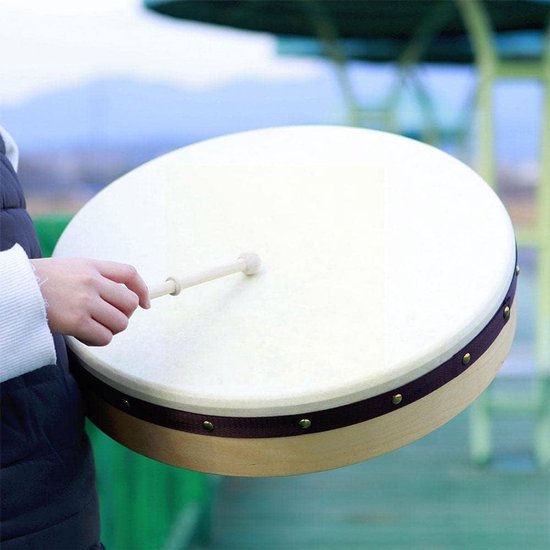 Handtrommel - Ocean drum - Muziek maken - Uniek ontwerp - 16/18 Inch - Houtkleur — afbeelding 3