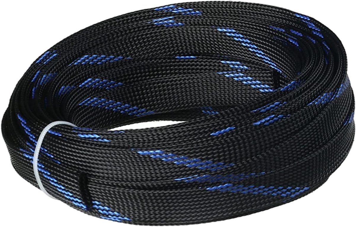 Kabelbeheer en Organisatie: 10m Kabelbeschermer voor TV en PC, 16mm Breed, Zwart en Blauw, Ideaal voor USB en Netwerkkabels