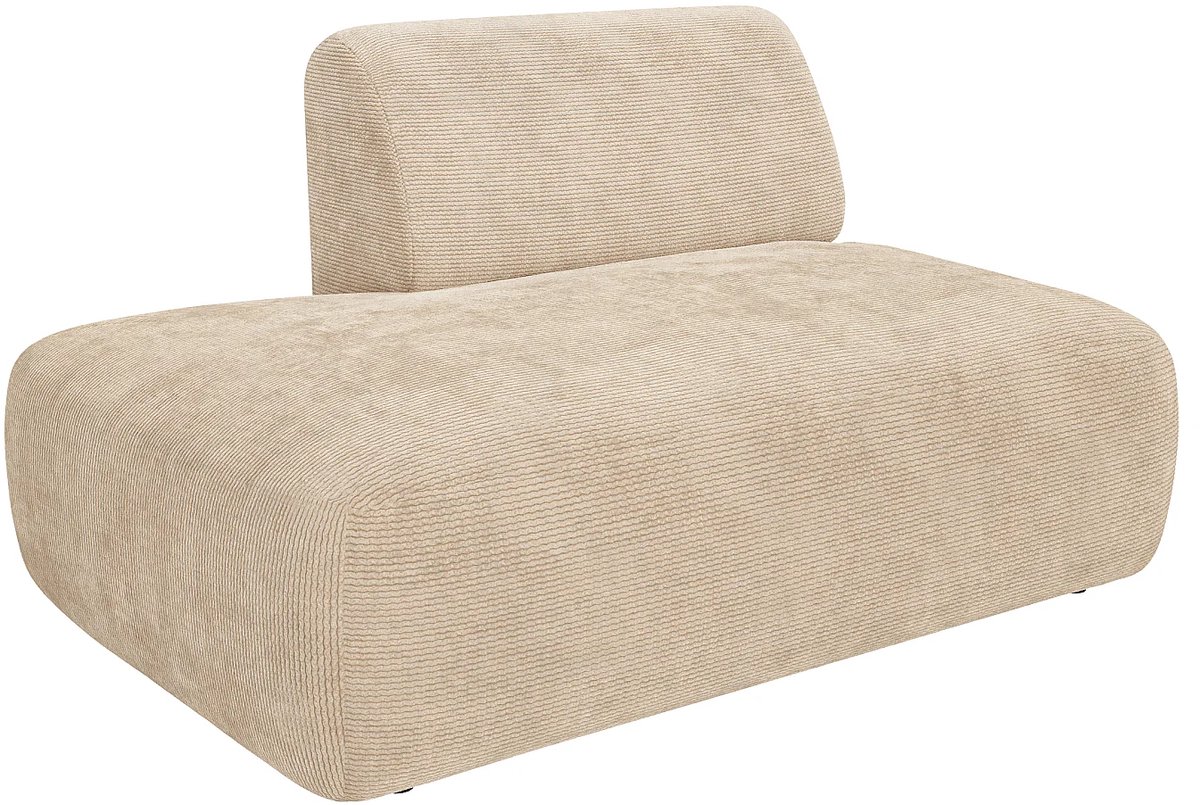 Vente-unique Chaise longue links module in fijn ribfluweel - Beige - Maison Céphy POGNI