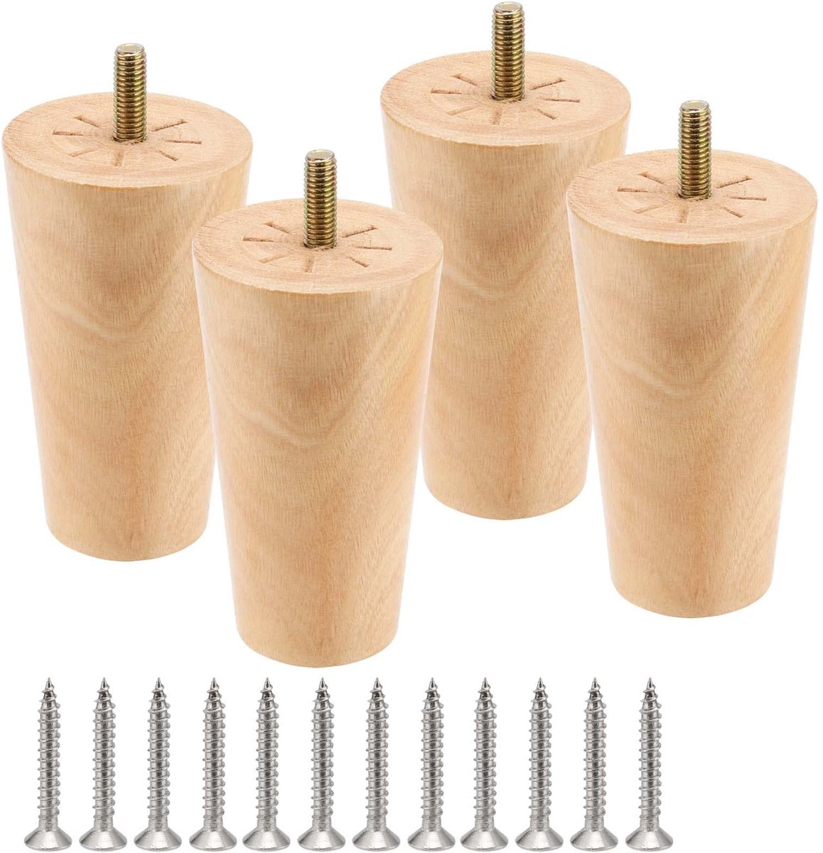 Elzusha - Set van 4 Houten Meubelpoten van 10cm voor Tafels en Kasten