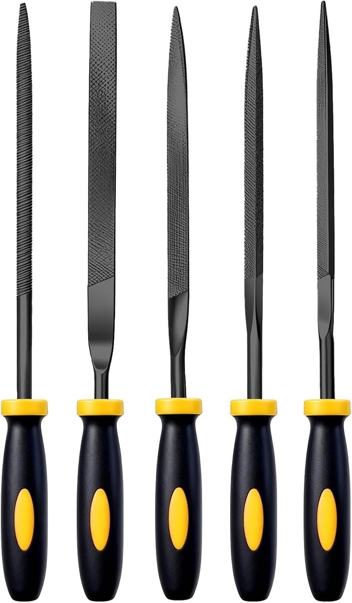 5-delige Precisie Vijl Set van Koolstofstaal voor Handgereedschap, Manicure en Vissen Haken Scherpen