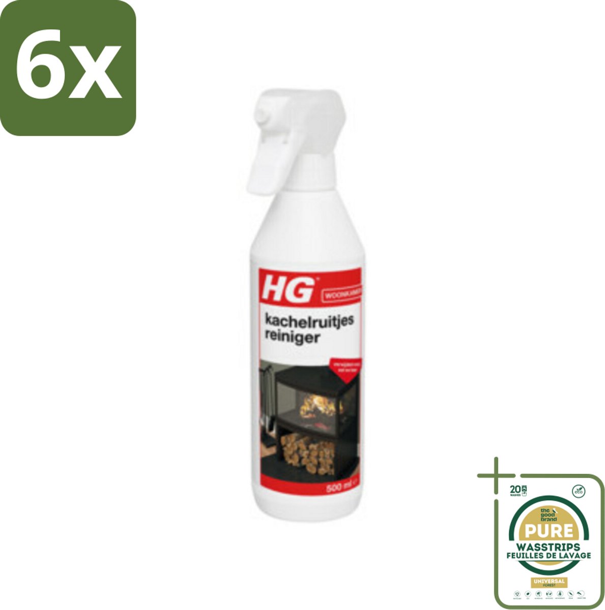 HG Kachelruitjes Reiniger 500 ml - Voordeelverpakking - 6 stuks - Haard reiniging - Vuil verwijderen