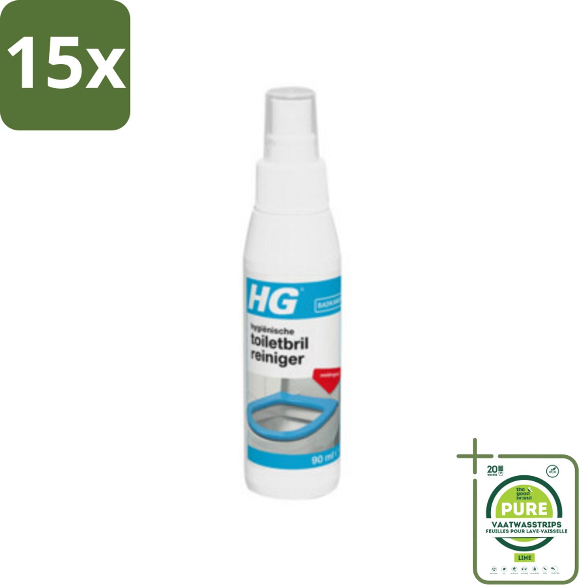 15 x HG Hygiënische Toiletbrilreiniger 100 ml - Grootverpakking - Toiletbrilreiniger - Toilet Schoonmaken - Snelle Reiniging - Hygiënische Reiniging - Badkamerschoonmaak