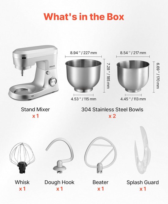Keukenmachine - Mixer - Bakken en Koken - 10 Snelheden - 5.7 Liter - Zilver — afbeelding 3
