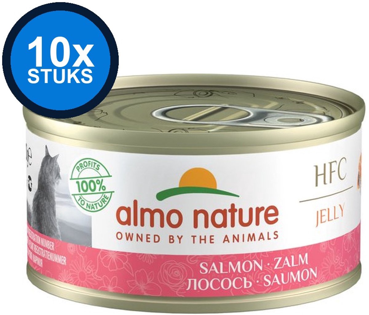 10x Almo Nature - HFC - Kattenvoer - Natvoer in Gelei- Zalm - 85g