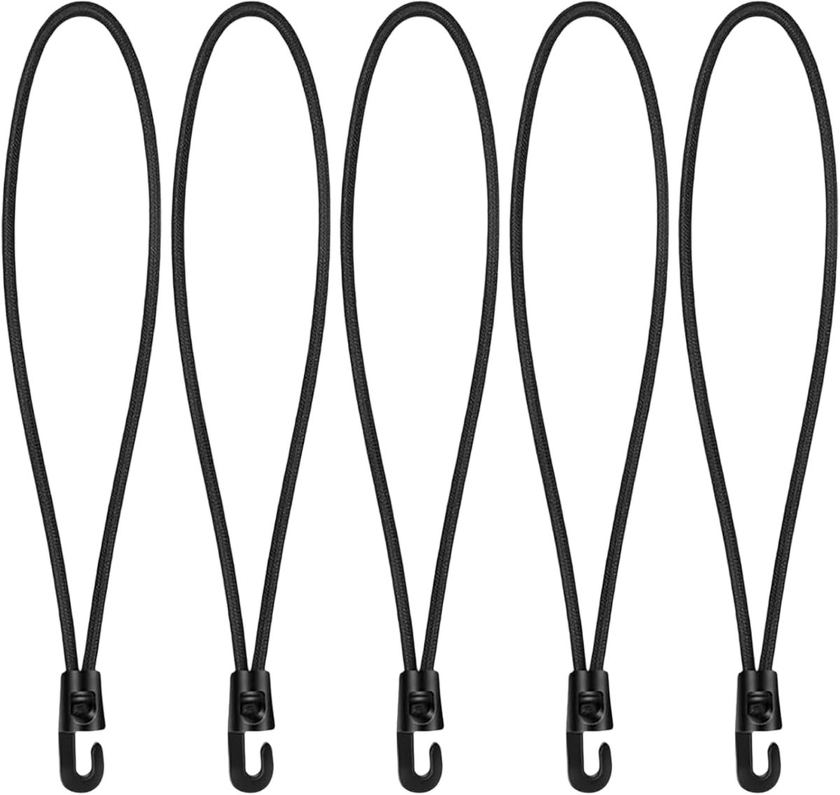 15 Elastische Hakenbanden van 26 cm Zwart voor Zeilen, Zeildoeken en Bagage, Stevige Elastische Straps voor Kamperen, Trailers en Fietsen