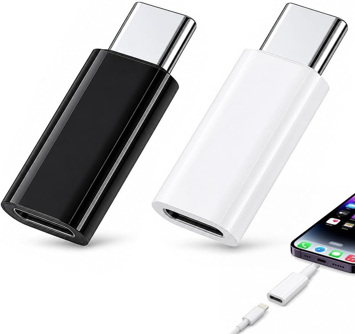 USB C-adapter voor Apple Pencil 1e generatie, oplaadkabel USBC naar Lightning, compatibel met iPad 10, zwart en wit, ideaal voor kunstenaars en studenten