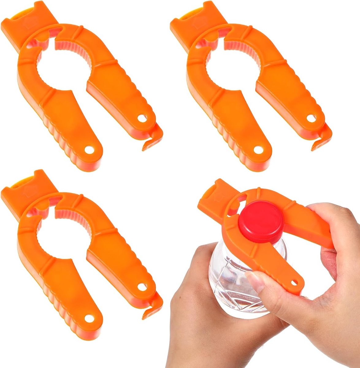4 Stuks Plastic Flesopener, Multifunctionele Fles- en Blikopener, 3-in-1 Waterflesopener voor Kinderen, Senioren en Mensen met Artritis