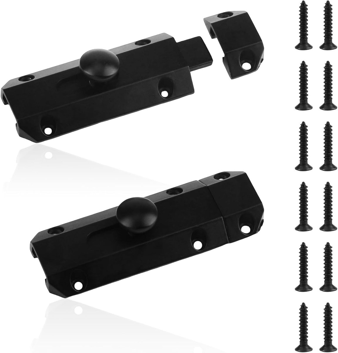 Deurklinken set van 2, 93 mm, geschikt voor buitengebruik, met deurslot en zwart design