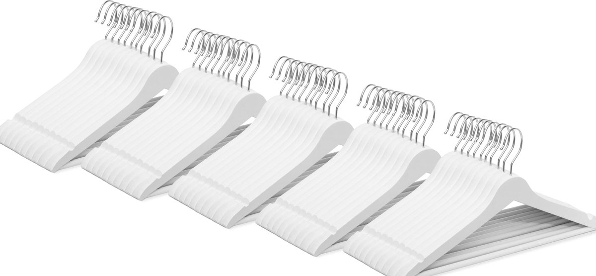 Elzusha - Hangers van hout - 50 stuks - Wit
