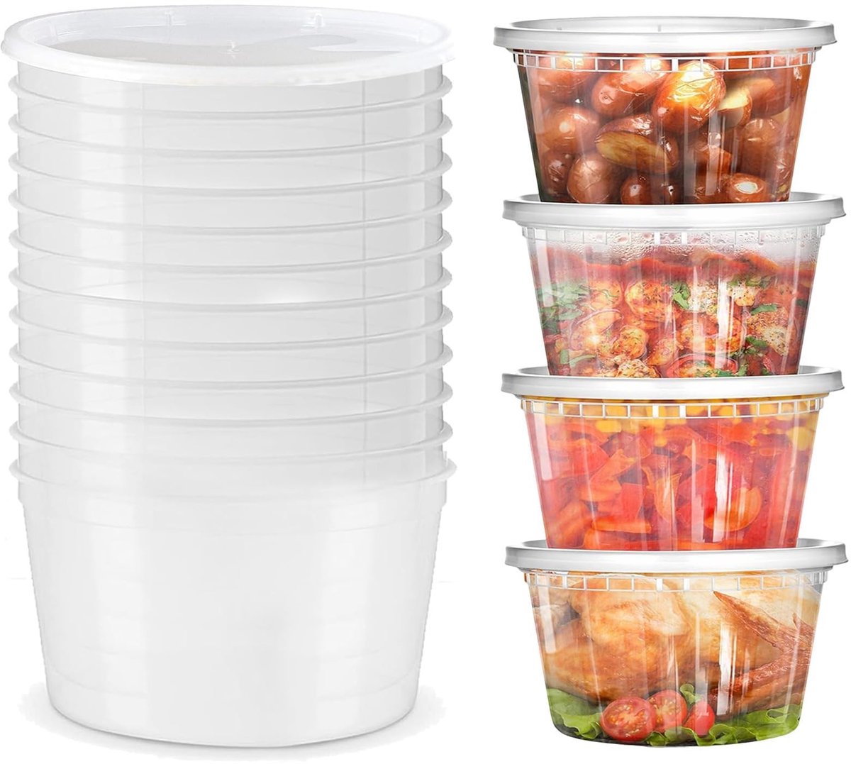 Elzusha - 12 Sets Plastic Deli Containers met Deksels, BPA-Vrij