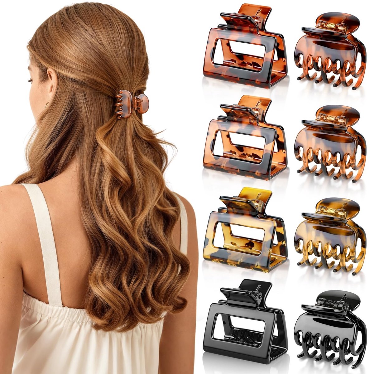 Elzusha - Set van 8 Haarspelden met Luipaardpatroon - Antislip Haarpins voor Vrouwen