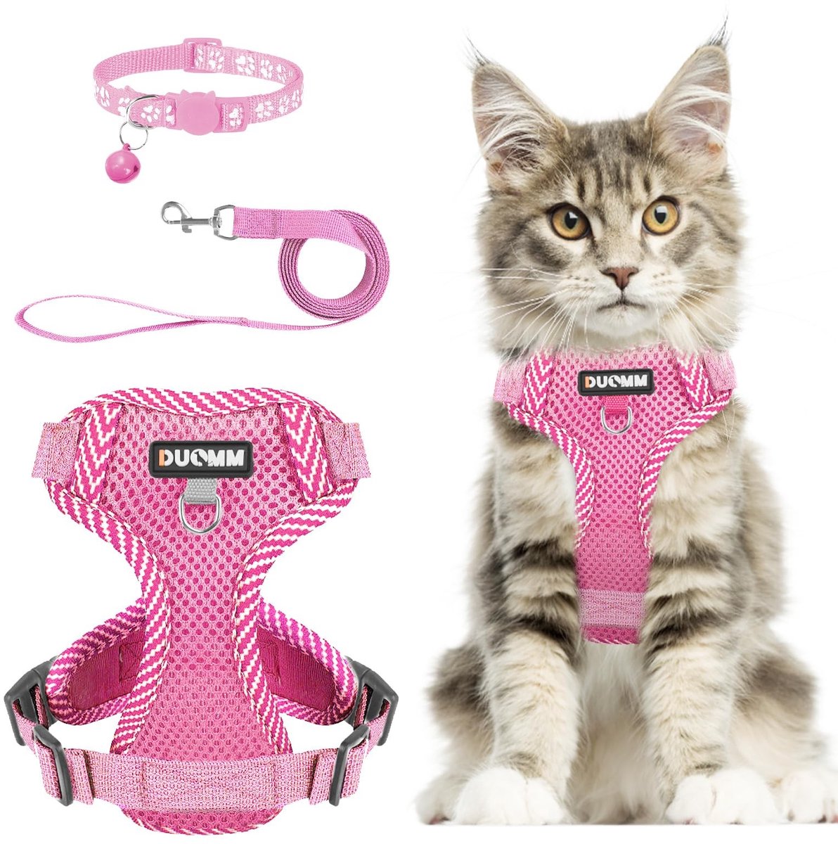 Elzusha - Verstelbare Kattenharnas en Leash Set met Reflecterende Strepen
