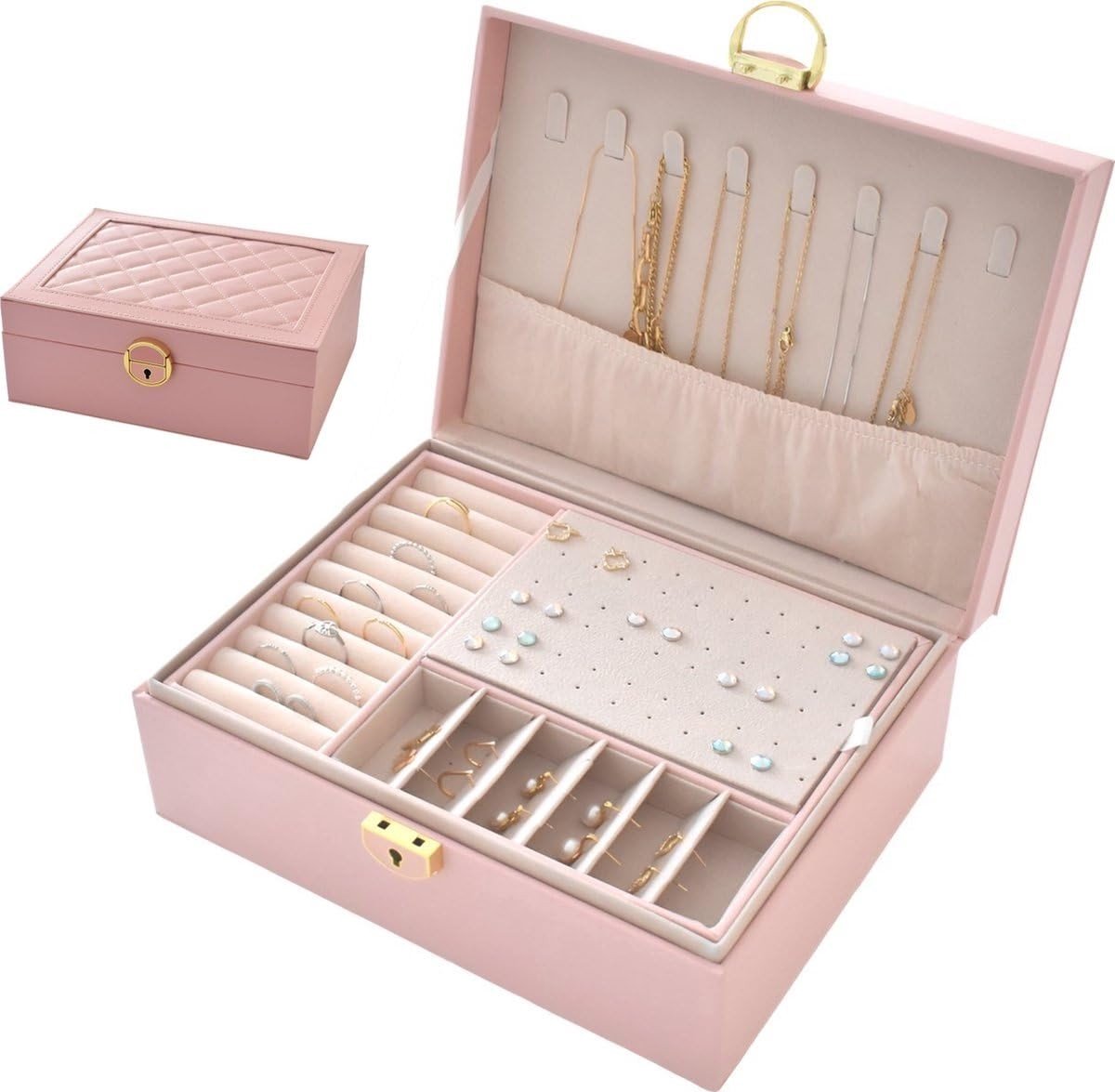 Elzusha - Elegante Sluitbare Sieradenbox voor Dames - Roze