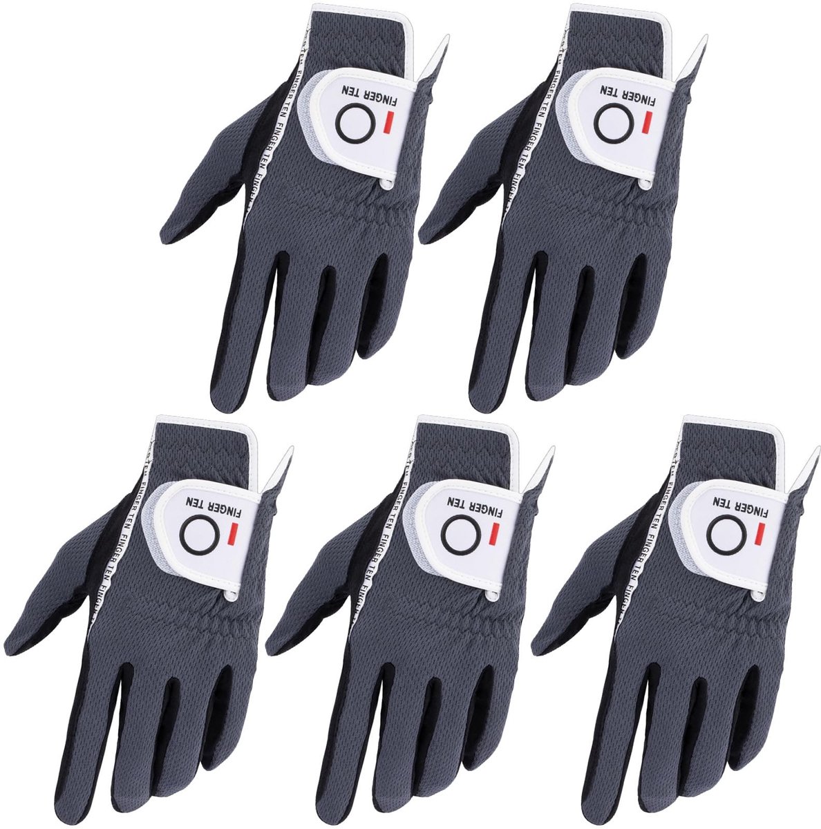 Elzusha - Golfhandschoenen voor Links met Weathersof Grip 5-Pack in Grijs
