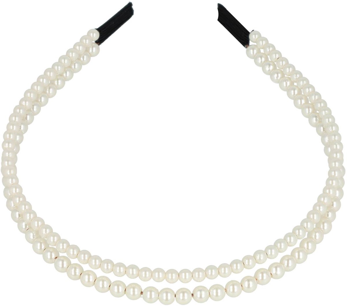 Haarsoires Haarband Diadeem – Dubbele Parel Kralen – Wit - Glanzende Haaraccessoire voor Feest of Bruiloft