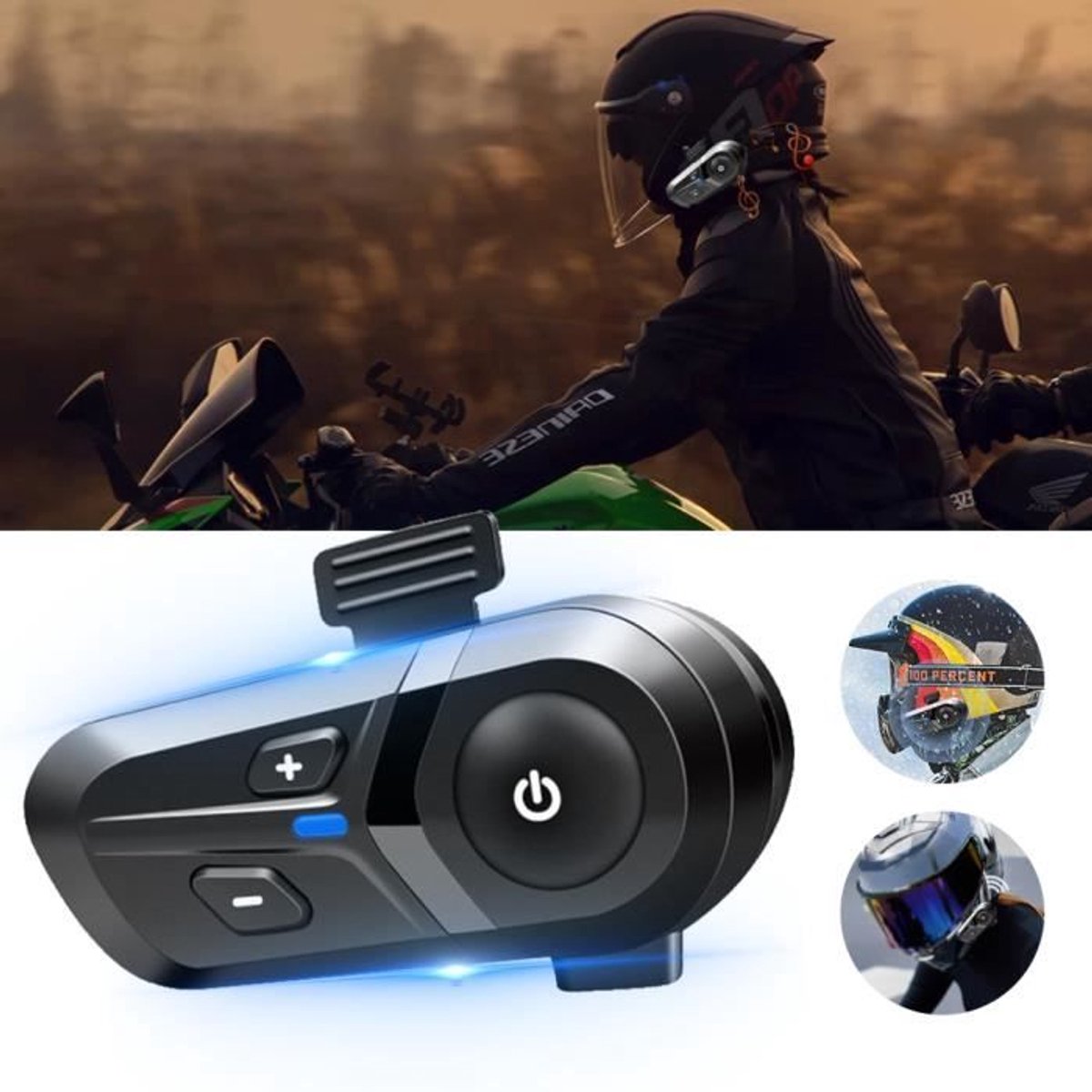 Bluetooth-kit voor motorhelm - Bluetooth 5.3 - IPX67 waterdicht - Batterijduur van 70 uur - Universeel