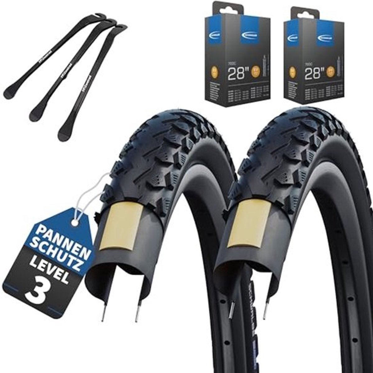 2-delige set 28 inch banden voor stads- en mountainbike met slangen