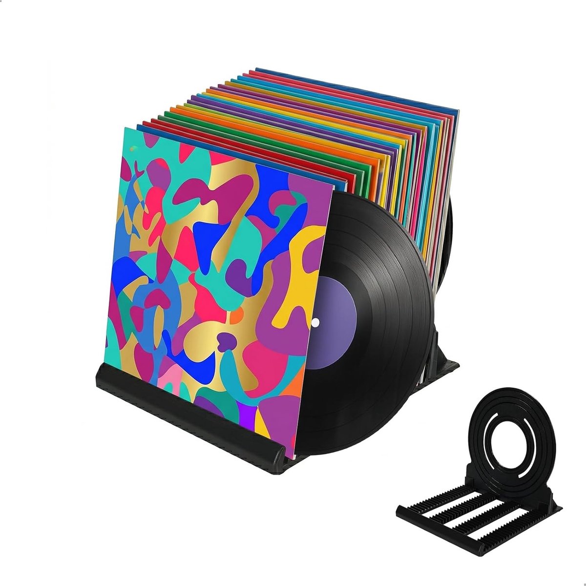 Vinyl Plank voor 25 Platen, Opbergrek voor CD's, Boeken en Tijdschriften, Zwart Plastic, Perfect voor Vinylverzameling en Interieurdecoratie