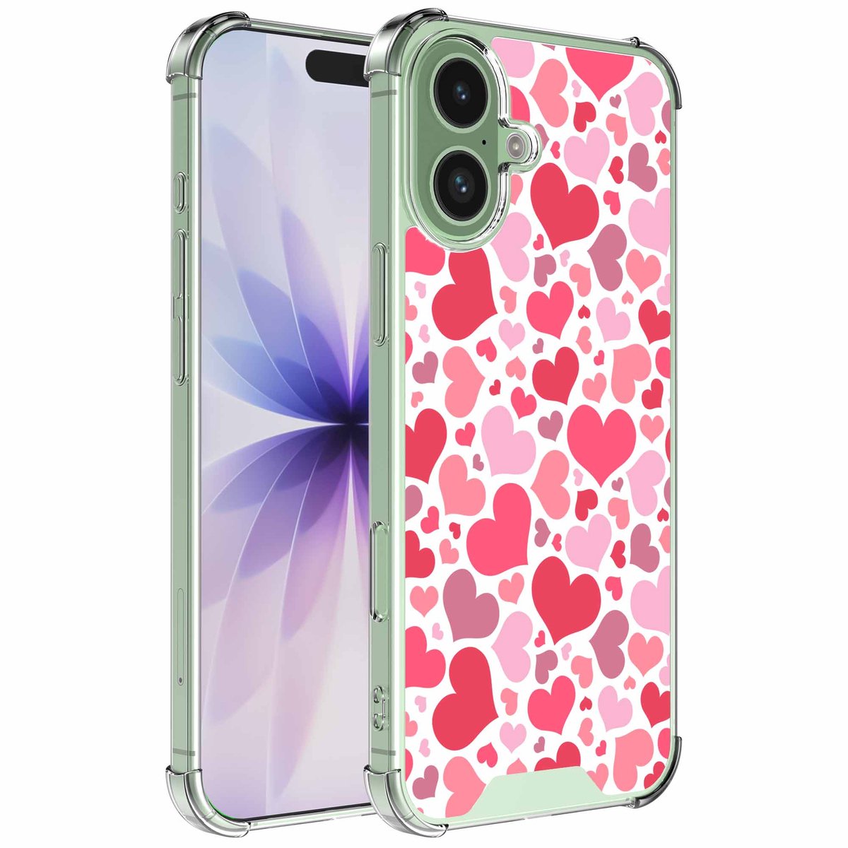 Smartphonica Geschikt voor iPhone 17 Telefoonhoesje met Hartjes opdruk - Draadloos op te laden - Shockproof Siliconen TPU Strong Case - Sterk Schokbestendig Telefoonhoesje geschikt voor iPhone 17