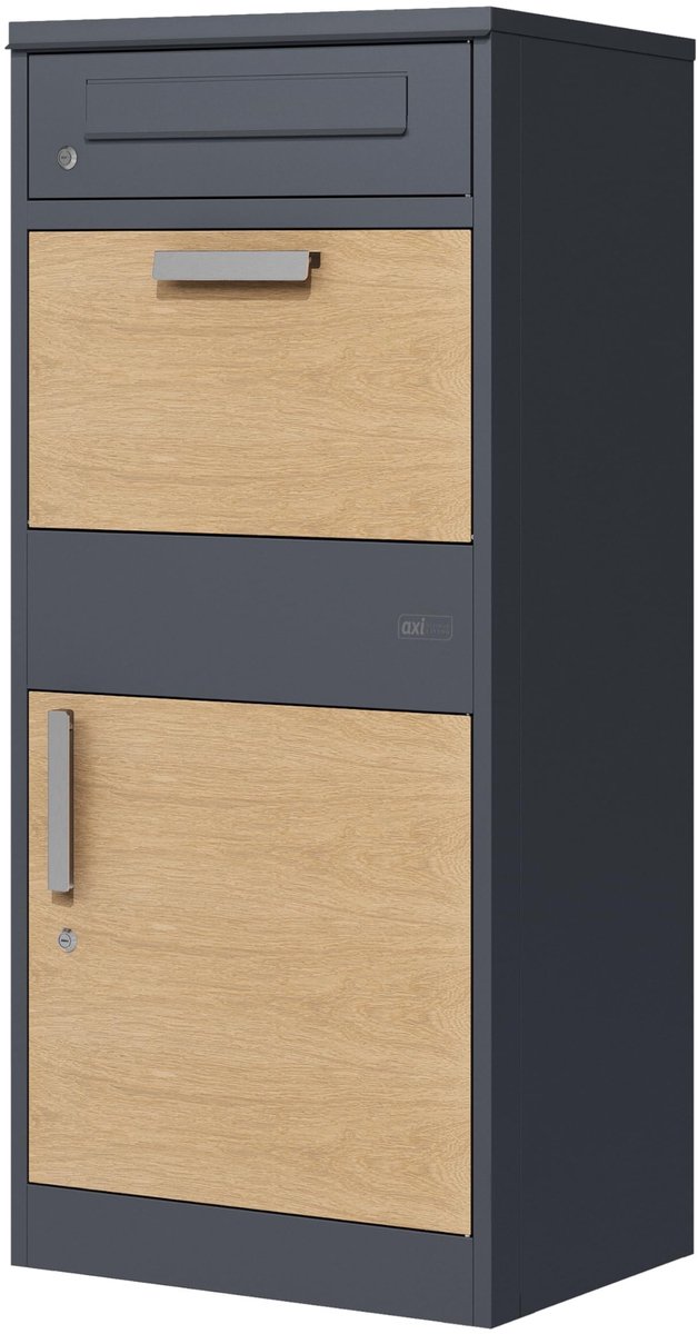 Solidchoice - Levi Brievenbus voor Pakketten in Anthraciet/Houtlook