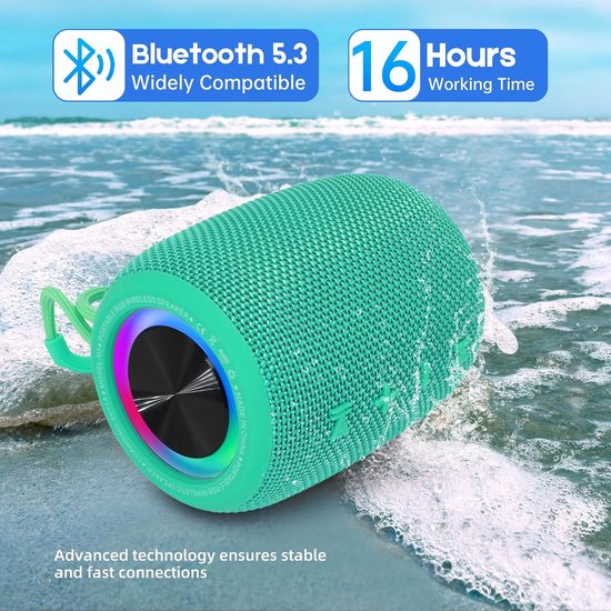 Draadloze Speaker - Bluetooth Geluid - Muziek Luisteren Buiten - 16 Uur Speeltijd - 20 Watt - Mintgroen — afbeelding 4